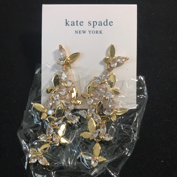 NWT | Kate Spade | Gold | Clear | Social Butterfly | Earrings